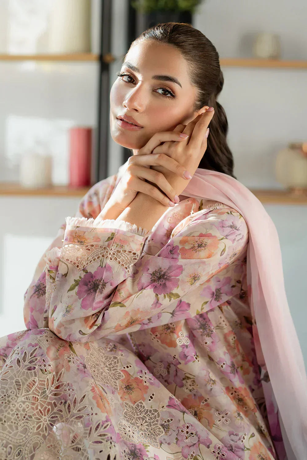03-Piece Printed Lawn Suit With Chikankari Embroidery - Ready To Wear