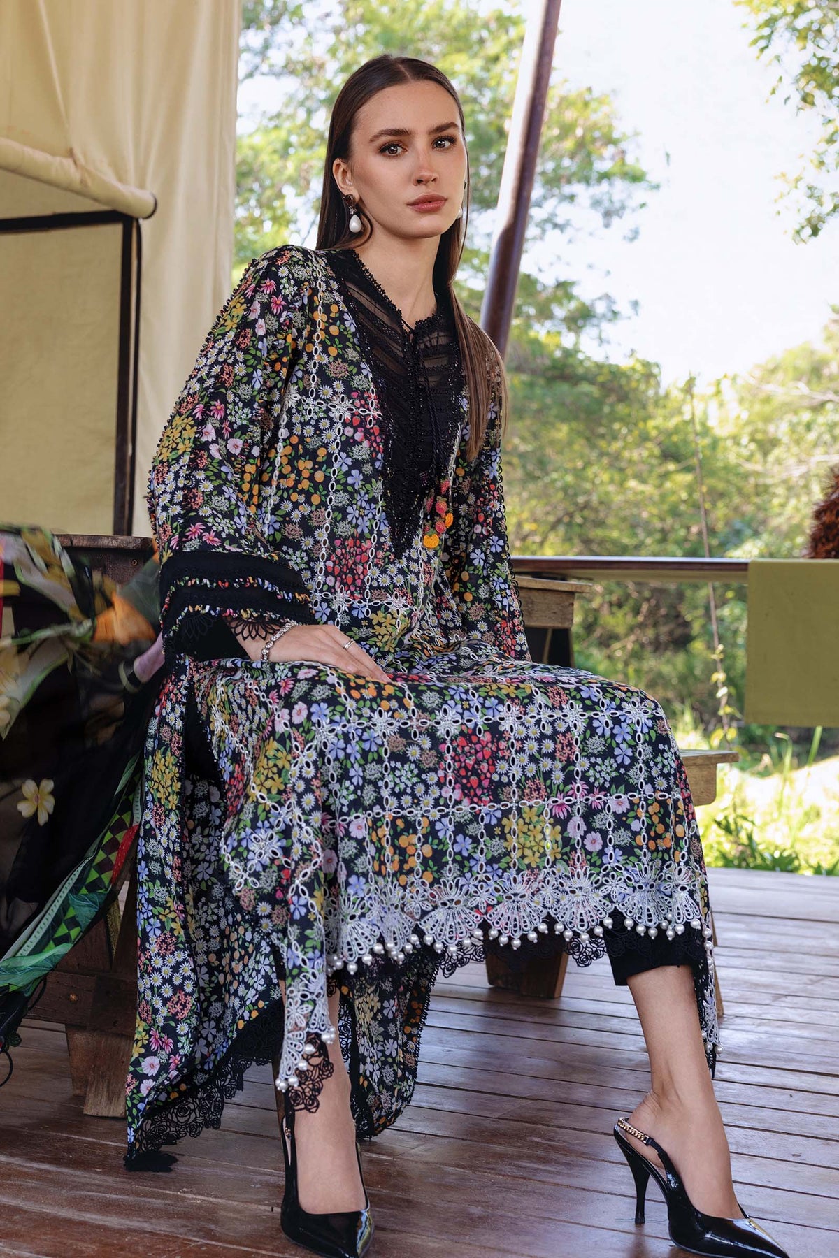 03-Piece Printed Lawn Suit With Embroidery - Ready To Wear
