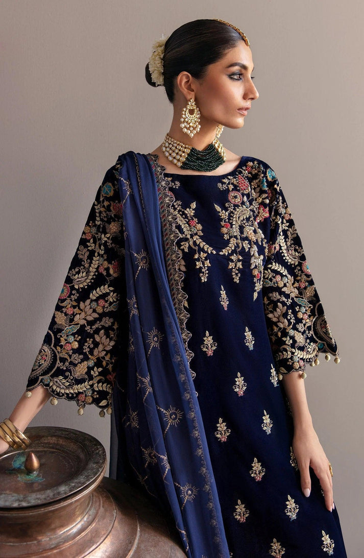 3 Piece Stitched Velvet Suit - Ready To Wear