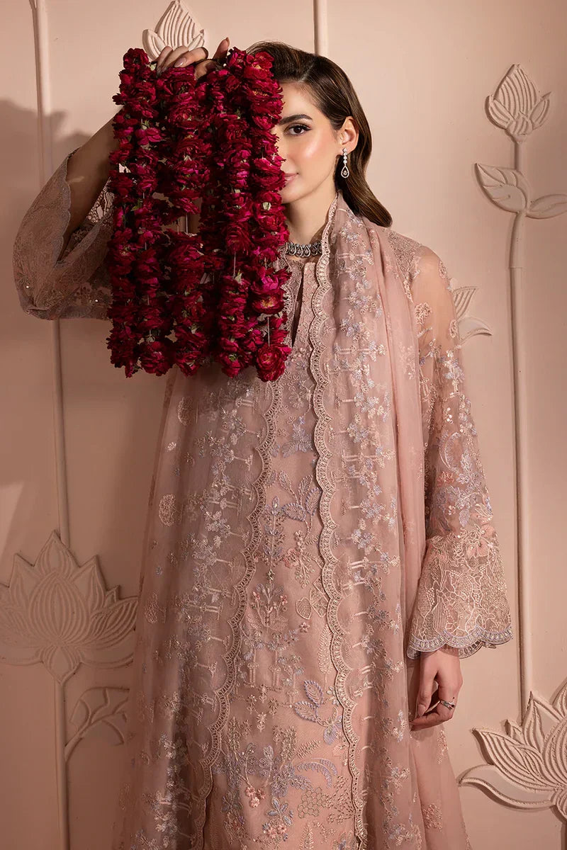 Designer Chiffon Formal Suit: Blush Petal Embroidery Ready To Wear
