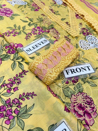 3-piece lawn suit embroidered, printed back and sleeves, and a printed chiffon dupatta Ready To Wear 