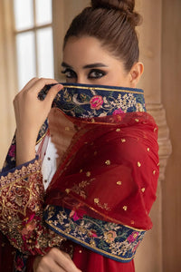 Maroon & Navy Royale - Embroidered Chiffon Suit | Ready To Wear