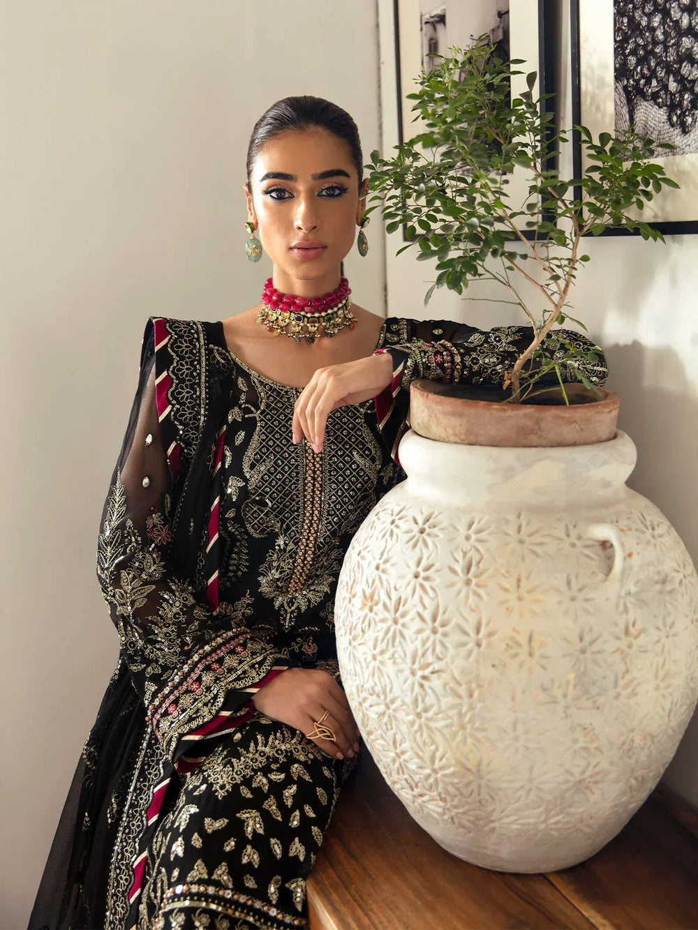 Midnight Gold - Embroidered Chiffon Suit | Ready To Wear