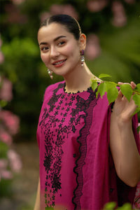 Shocking Pink - Embroidered Lawn Suit With Net Dupatta | Ready To Wear