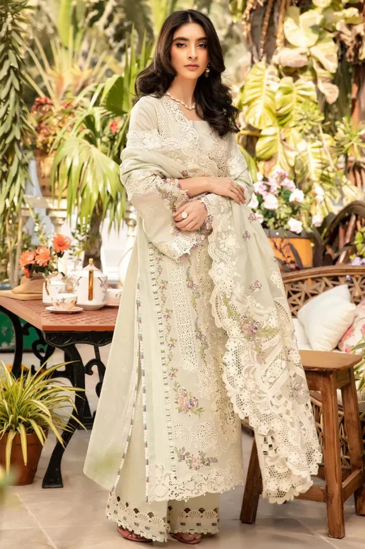 03-Piece Suit With Heavy Chikankari Embroidery – Ready To Wear