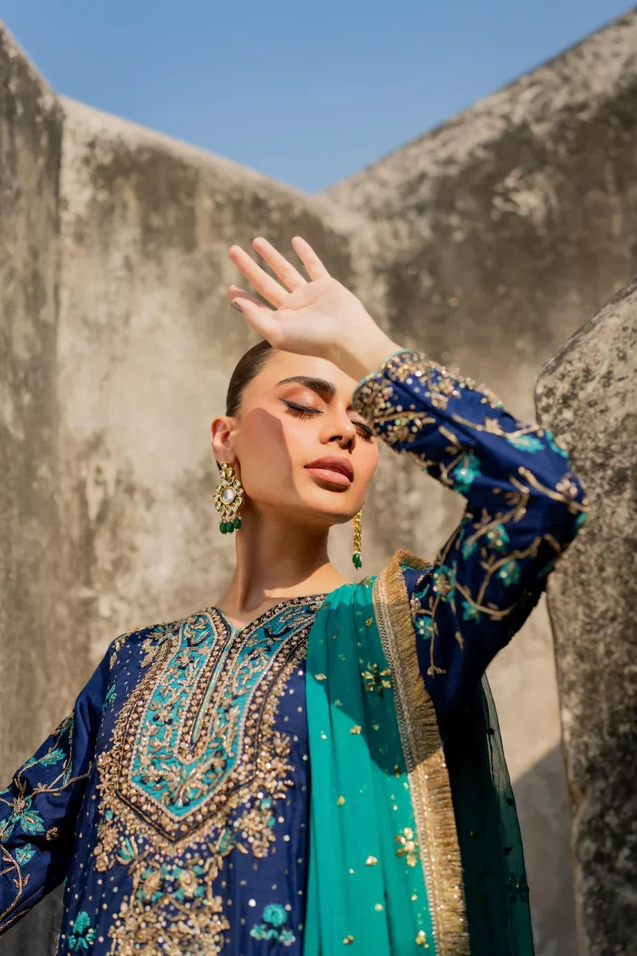 03-Piece Chiffon Suit With Heavy Embroidery - Ready To Wear