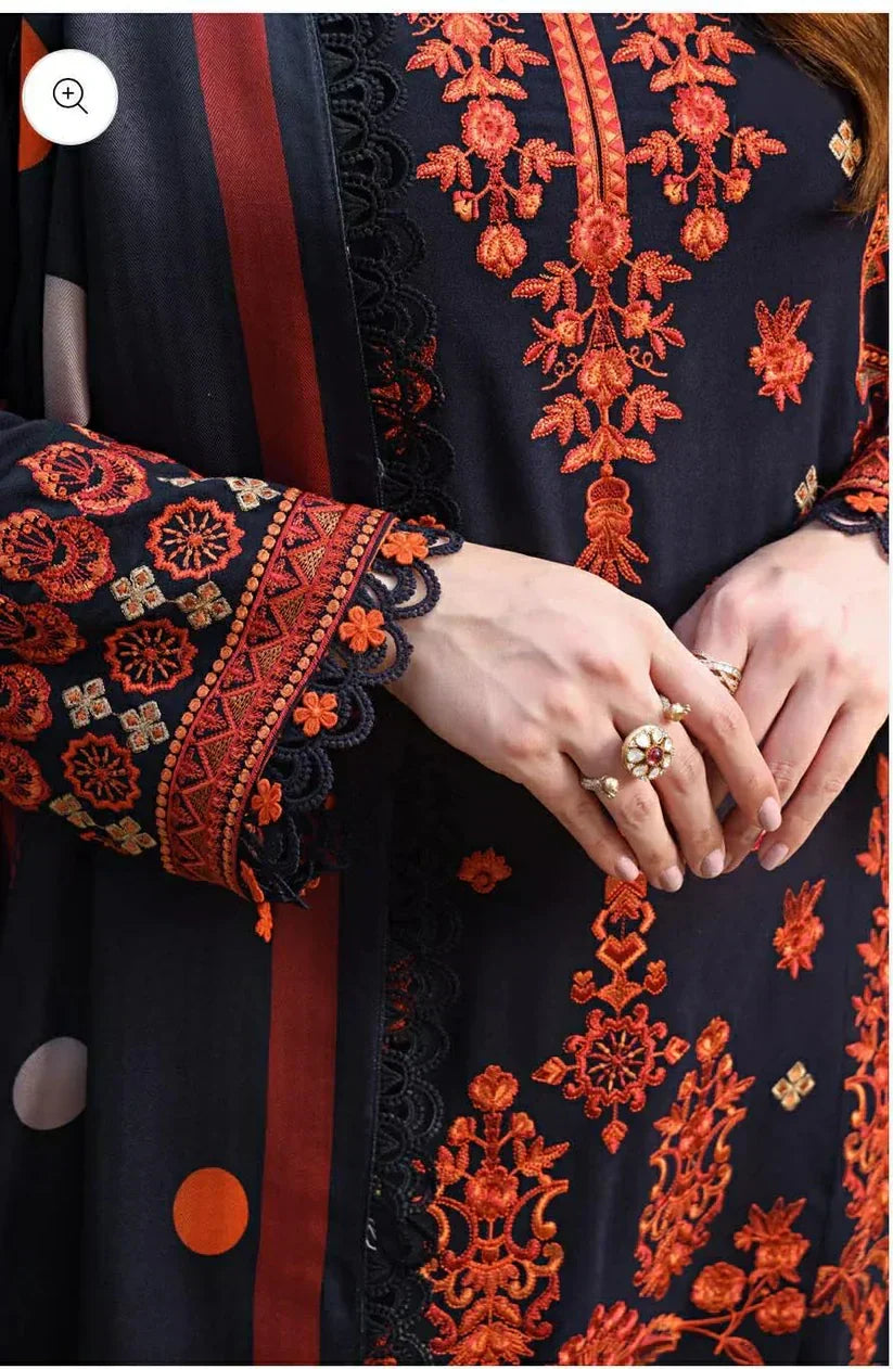 03-Piece Khaddar Suit With Thread Embroidery - Ready To Wear