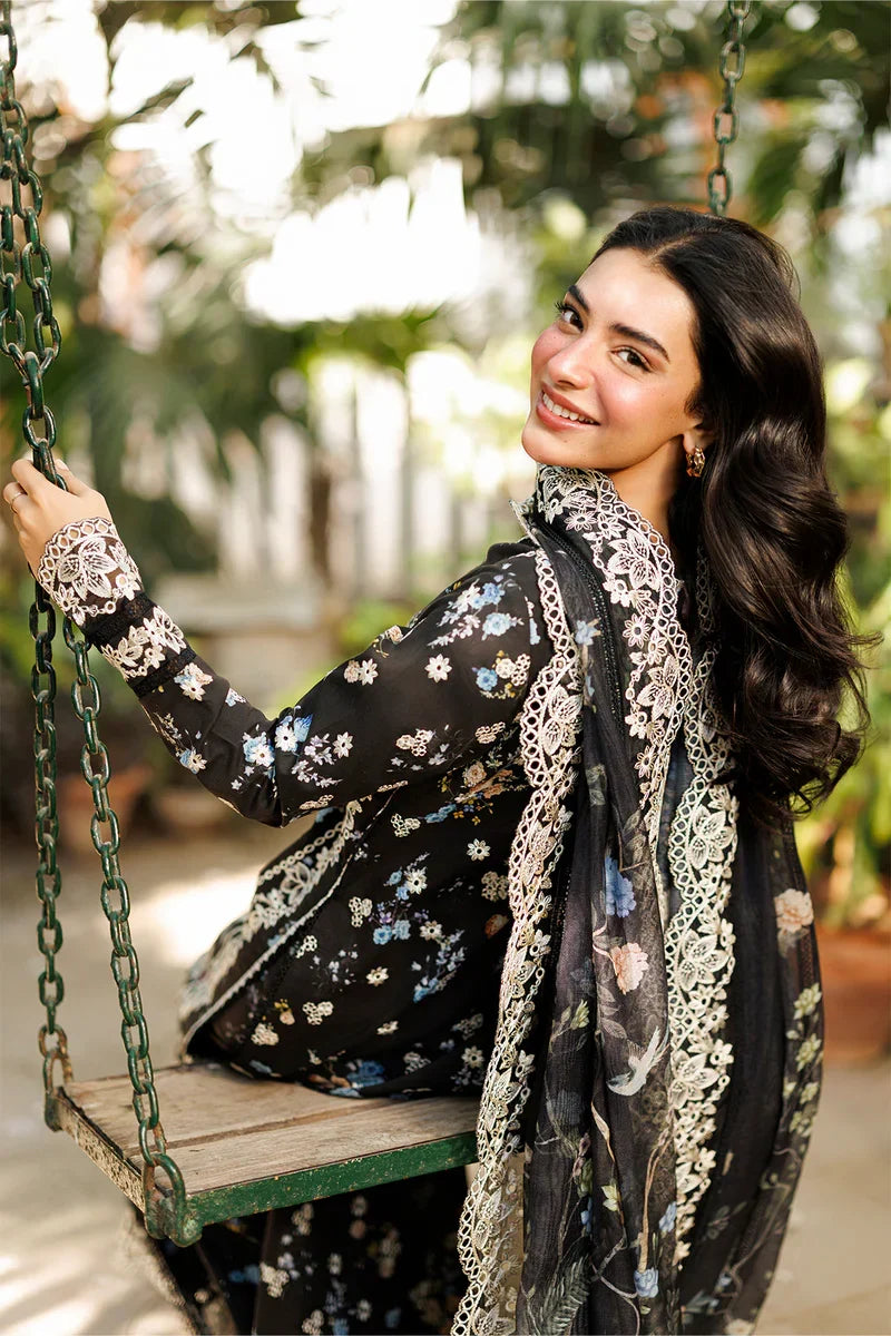 03-Piece Embroidered Printed Lawn Suit With Crinkle Chiffon Dupatta | Ready To Wear